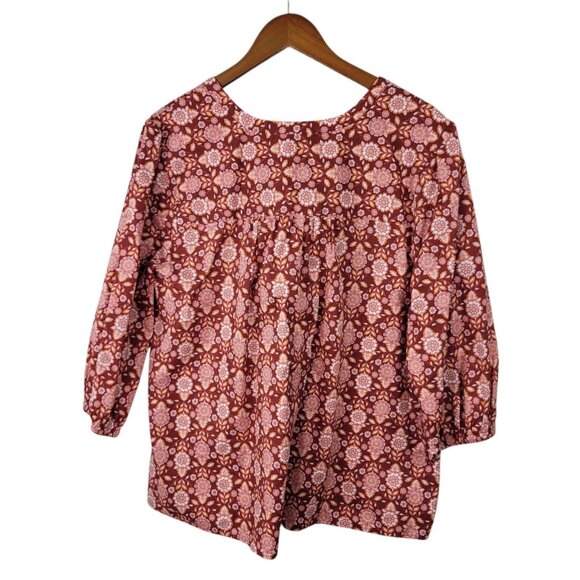 Croft Barrow Top Plus Size 1X Top Pink Floral Casual Comfort 3/4 Sleeve V Neck - Picture 4 of 6